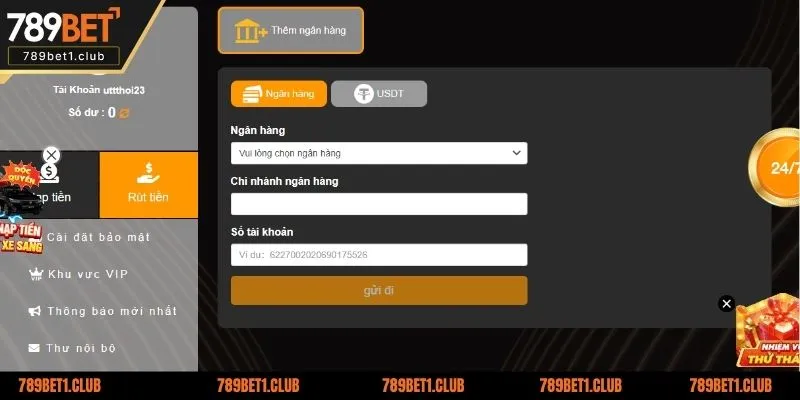 Các phương thức rút tiền tại 789BET hiện nay